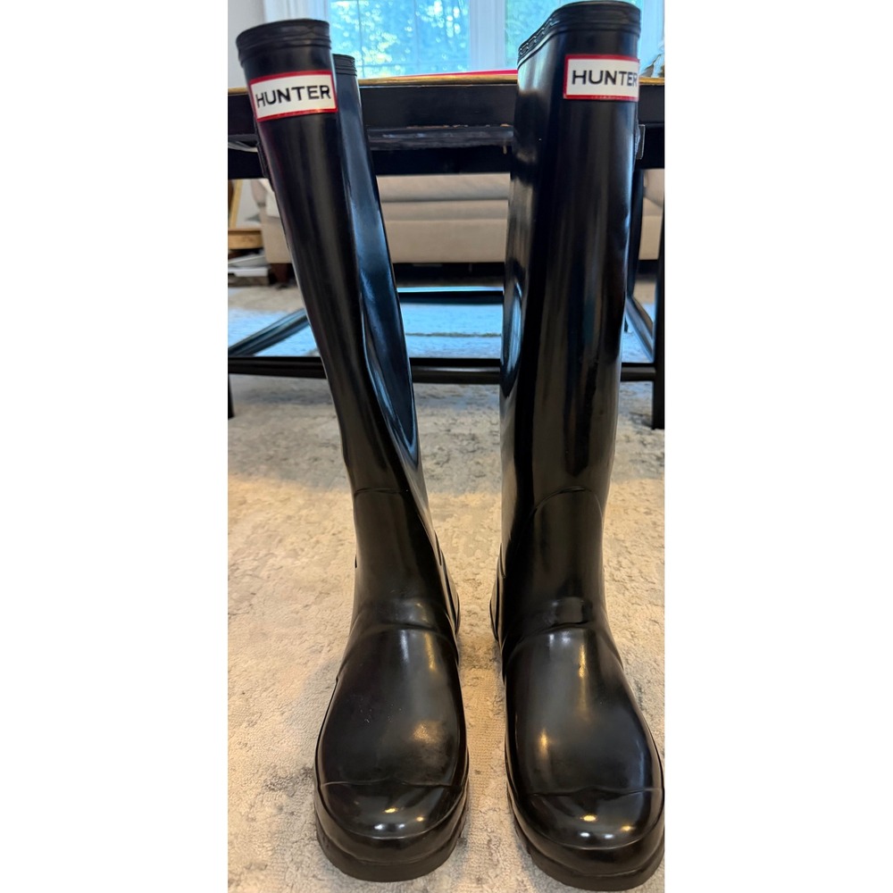 Hunter Original Tall Gloss Rain Boots Black W23616 Women Size 7 US 39 EU